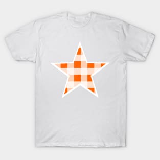 Orange and White Buffalo Plaid Star T-Shirt